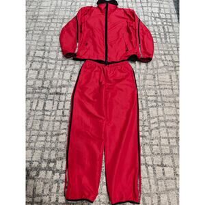 Vintage Nautica Competition Tracksuit Red Mesh Vent Holographic Baggy Fleece M/L